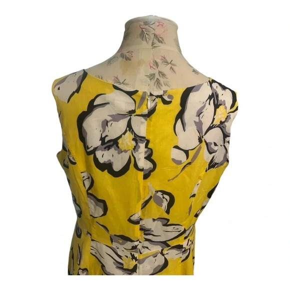 Cato Women’s Yellow Bright and Big Floral Cotton Dress with Front Pleats… - Picture 8 of 15